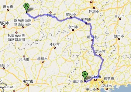 广东到贵州路线图